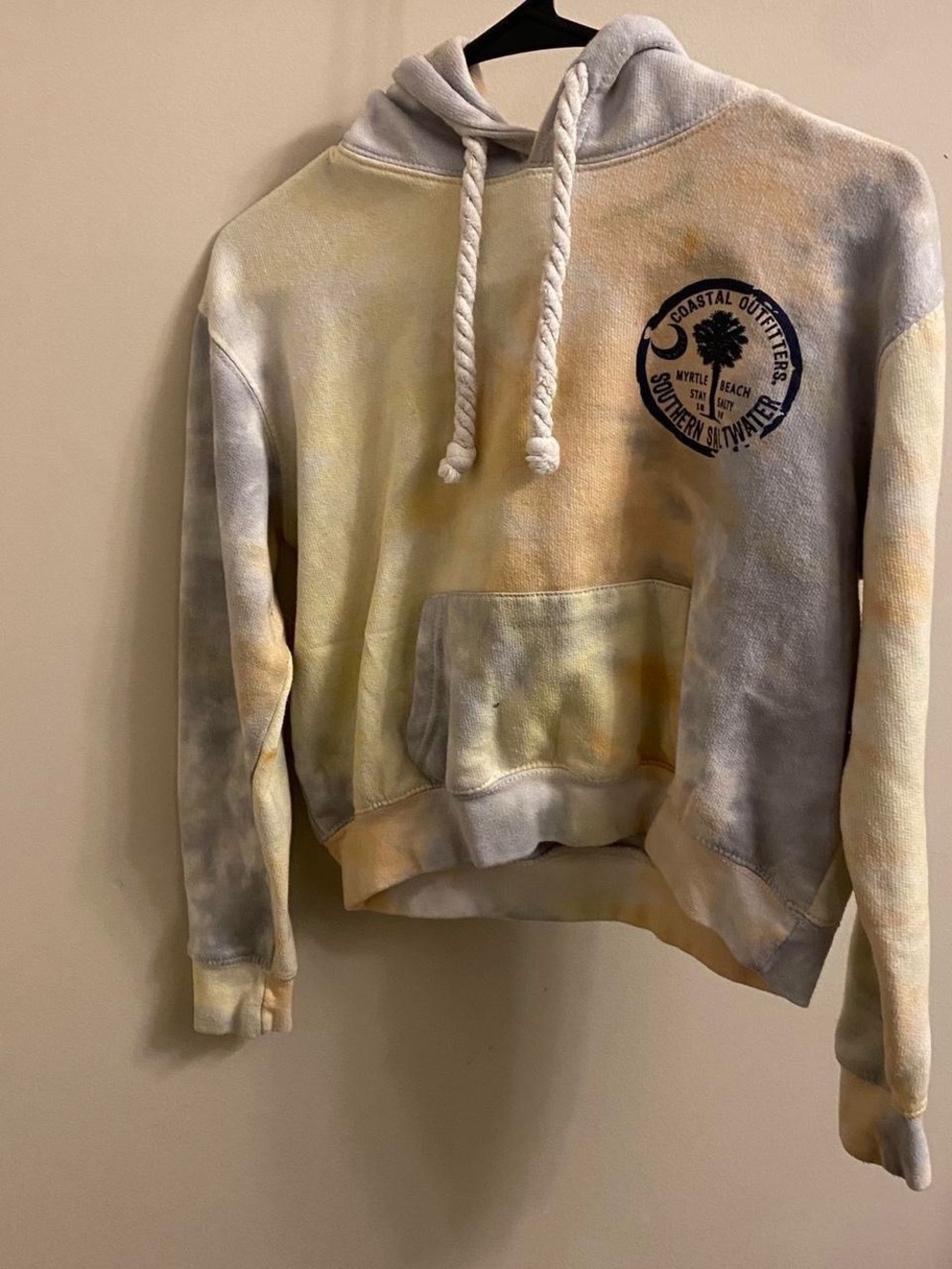 Coastal Outfitters Tie-Dye Kids Hoodie - Pastel Yellow & Gray
